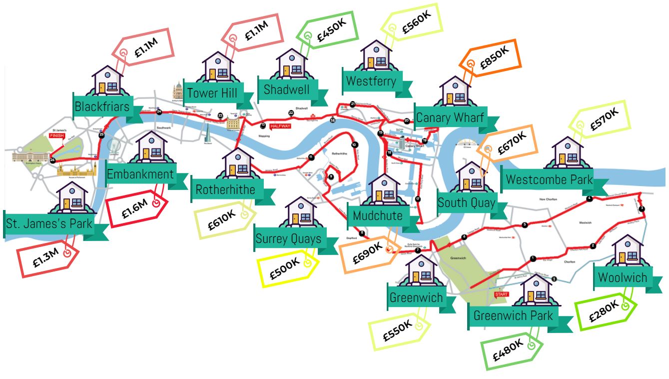 London Marathon Property Map
