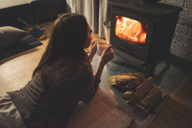 Woman looking at firepit